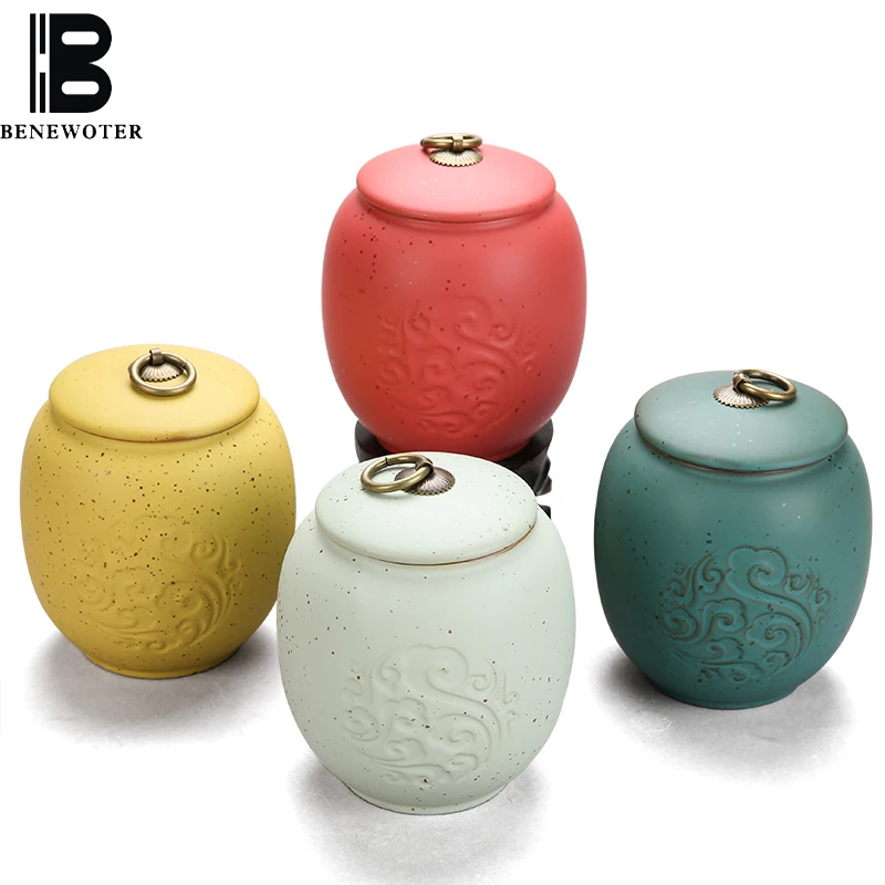 Винтаж Керамика грубая Чай банок красочные Caddy чайный набор кунг фу бутылок
