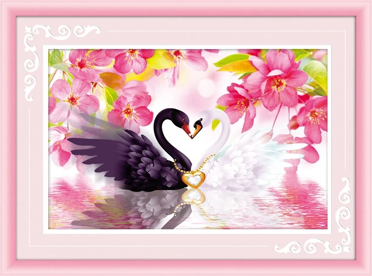 Бриллиантовая вышивка Фэнтези Лебеди любовник озеро цветы 5d алмазная крестиком