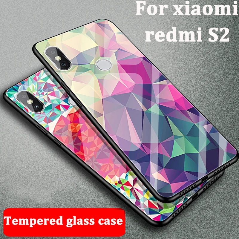 Модный чехол из закаленного стекла для Xiaomi Redmi S2 стеклянный RedmiS2 защитная задняя