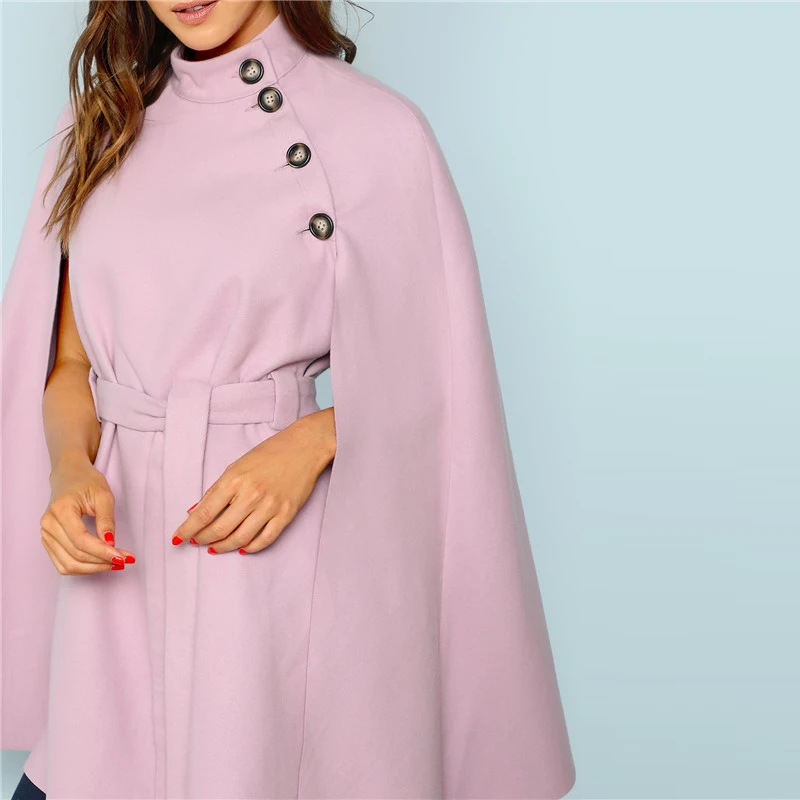 SHEIN Стильное Пальто-Пончо В Винтажном Стиле, Модное Укороченное Пальто С Пуговицами