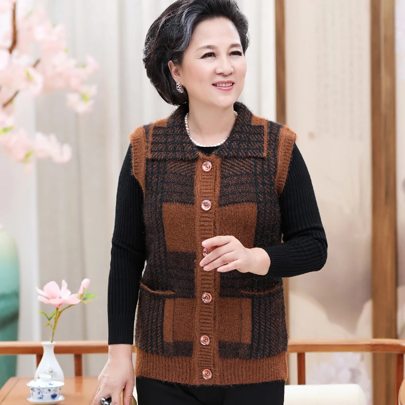 Женский вязаный свитер ardigan женская одежда для женщин среднего возраста - Фото №1