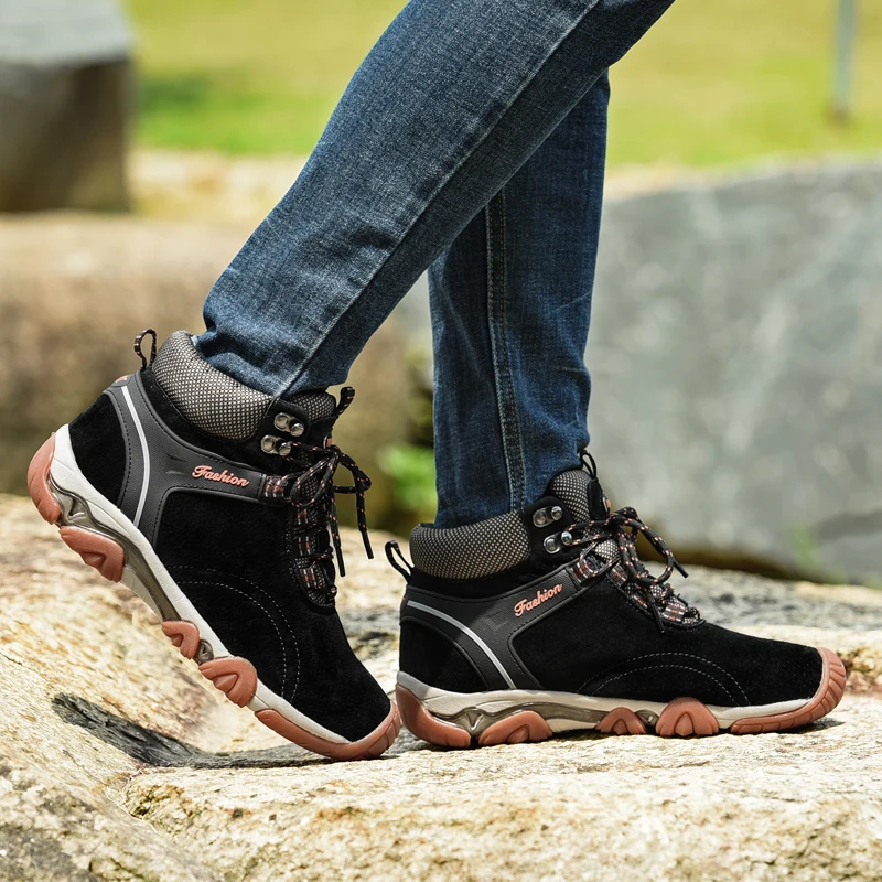 Мужские треккинговые ботинки кожаные для альпинизма водонепроницаемые