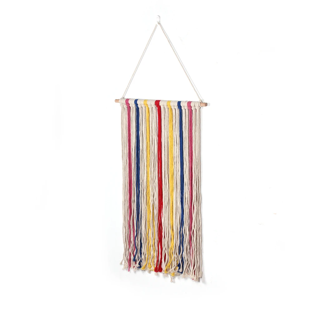 

Color Knitting Bohemia Hanging Wall Tapestry Tassel Tapestries Living Room Shop Decoration Handmade Cotton Decors Tapestry 7319