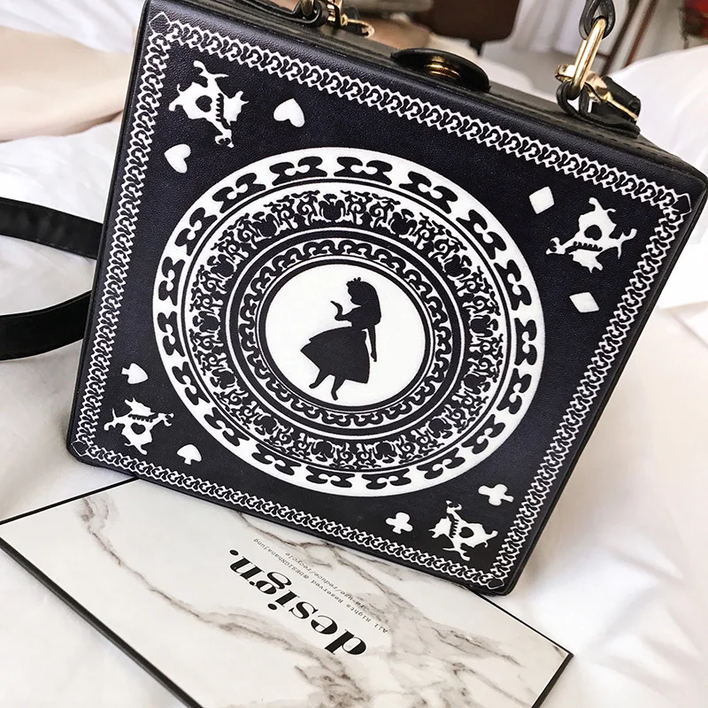 Сумка мессенджер из искусственной кожи черная с мультяшным принтом|bag purse|fashion