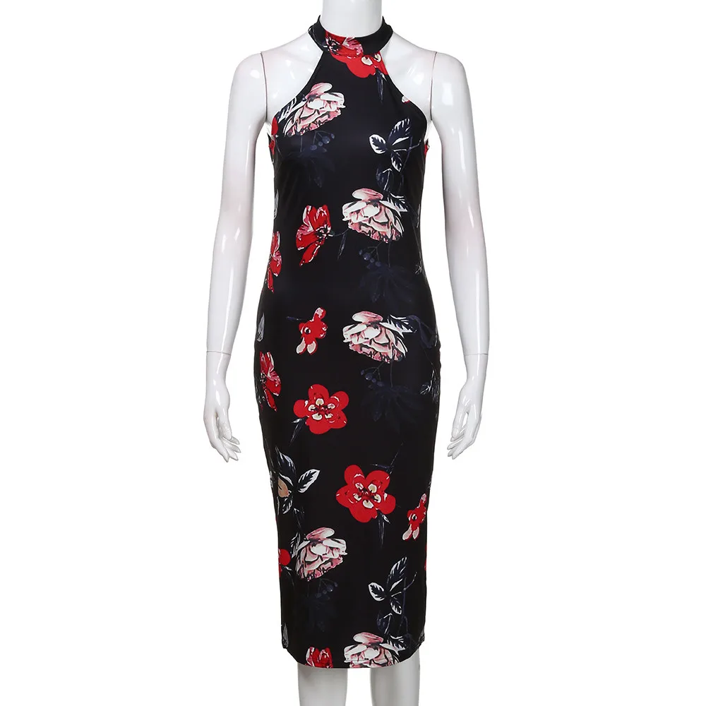 Платье-футляр женское с цветочным принтом пикантное облегающее вечернее Клубное