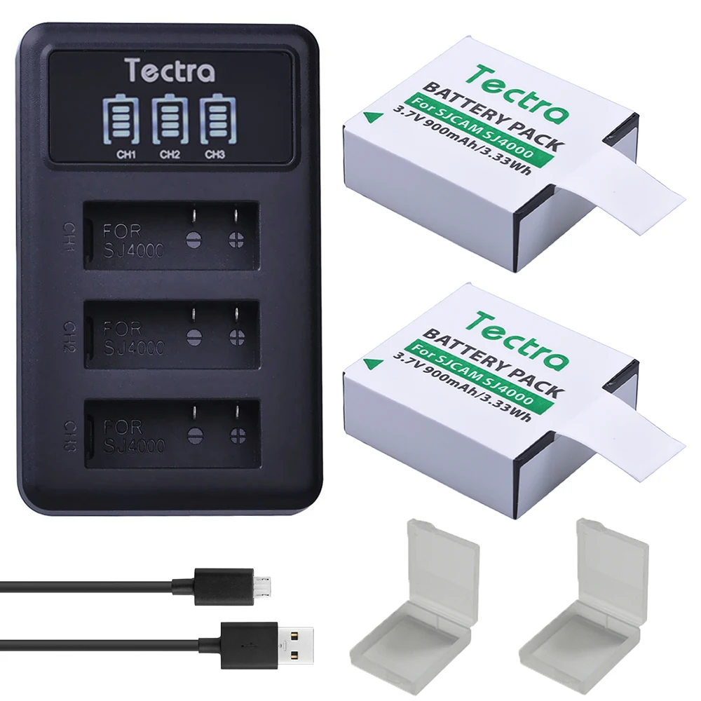 2 шт. Аккумулятор для экшн камеры + светодиодный USB 3 слота зарядного устройства AKASO