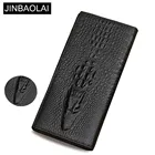 Мужской Длинный кошелек JINBAOLAI, из натуральной коровьей кожи, на молнии, с отделением для карт