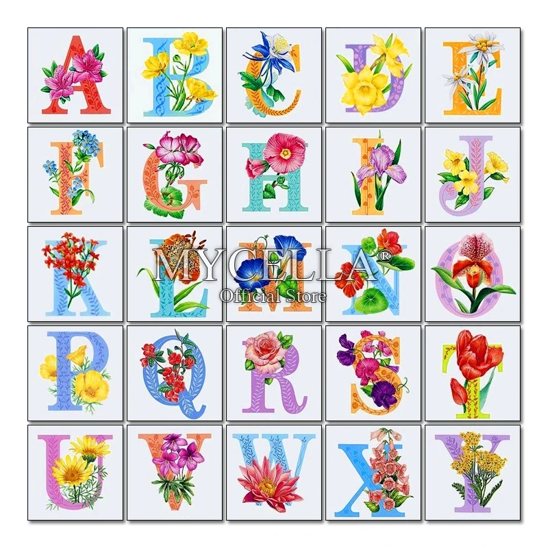 Сделай сам с цветочным принтом и буквами Andmade Вышивка крестом Алмазная вышивка