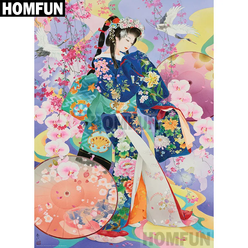 HOMFUN Набор для алмазной вышивки японские женщины картина с квадратными/круглыми