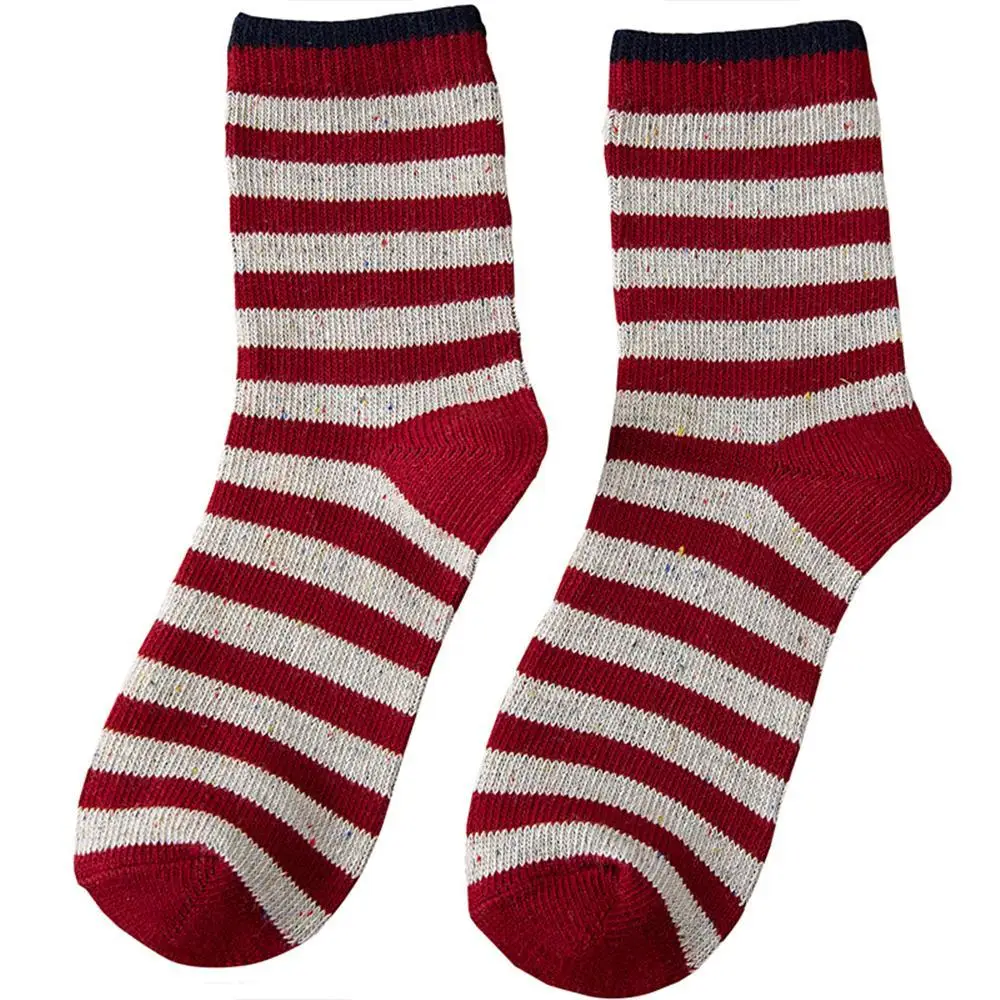 В полоску и Цвет точки Вязание Пряжа хлопок в трубке Для женщин Носки для девочек