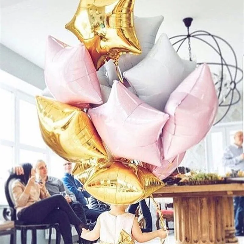 10 шт. Baby Shower 18 дюймов золотистые Серебристые шарики Звездные воздушные