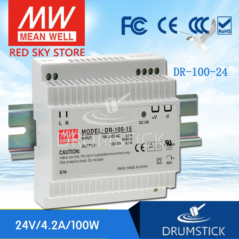 

Steady MEAN WELL DR-100-24 24V 4.2A meanwell DR-100 100.8W Single Output Industrial DIN Rail Power Supply