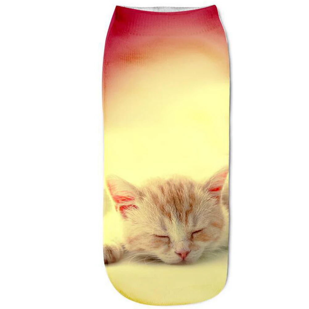 Носки унисекс Нескользящие эластичные с мультяшным рисунком кошки|Носки-следки|