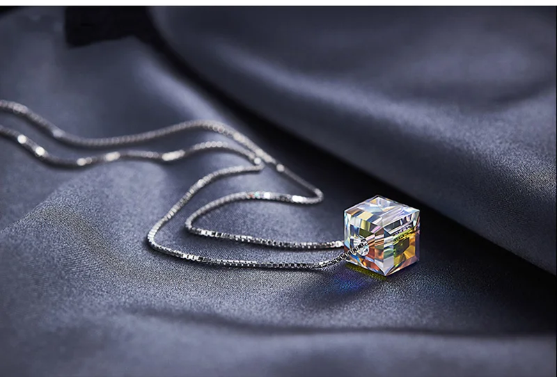 MALANDA Кристалл от Swarovski Квадратные бусины подвески ожерелья для женщин модная Серебряная цепочка ожерелья Свадебная вечеринка ювелирные изделия