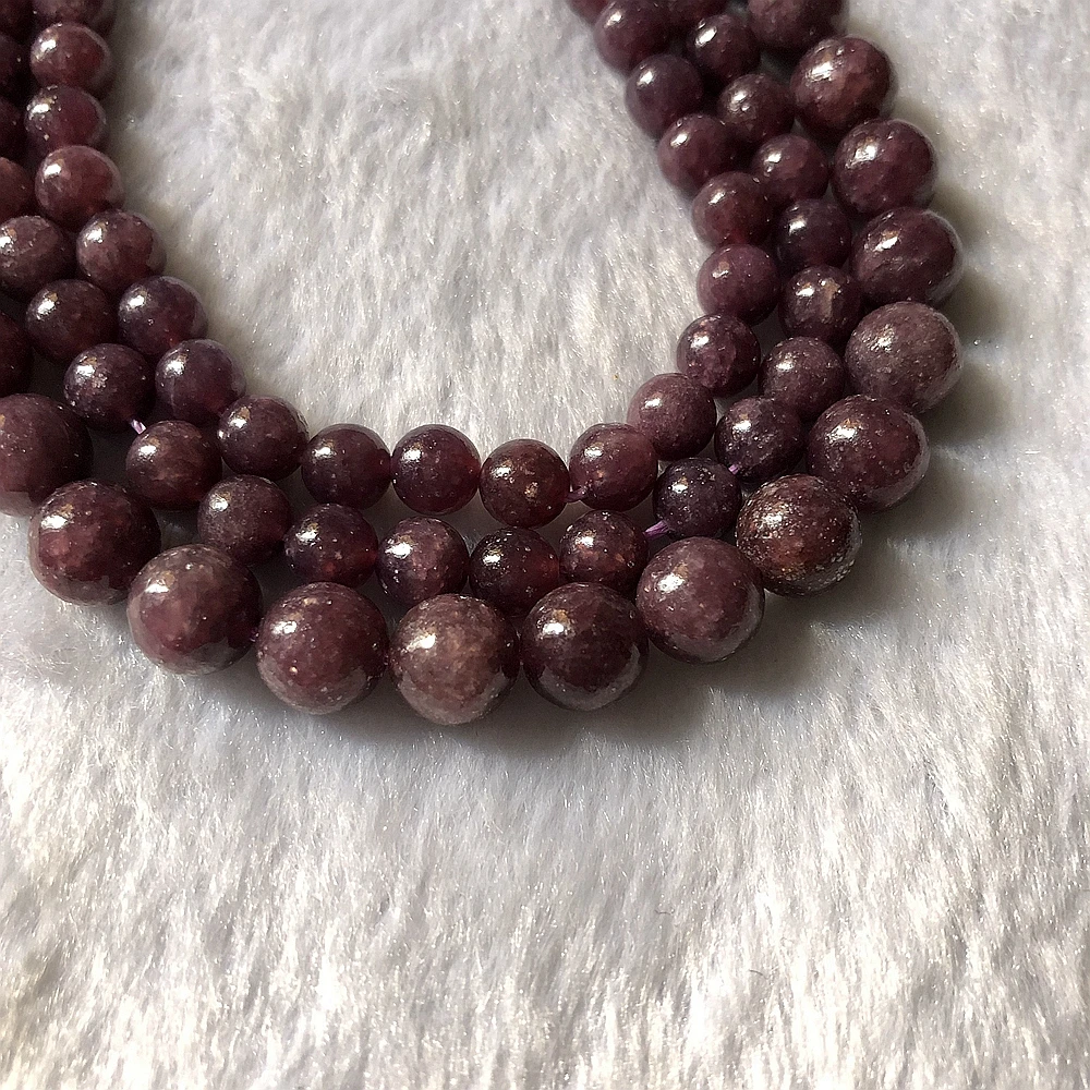 AAA Top Quality Natural Lepidolite Beads 6MM 8MM 10MM Purple Round Semi Gem Stone Jewelry Loose 1string of 15.5&quot | Украшения и