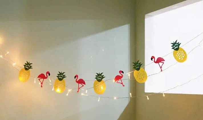 Фетровая гирлянда с фламинго ананасом флагом | Дом и сад