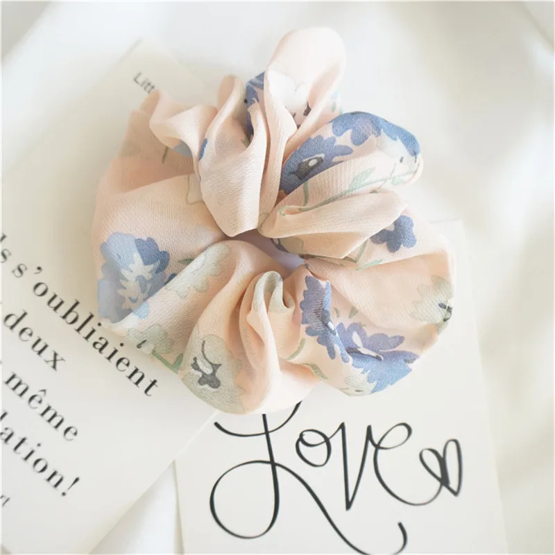 2019 New Spring Flower Hair Scrunchies Ponytail Holder Soft Stretchy Ties Vintage Elastics Bands for Girls Accessories  Аксессуары