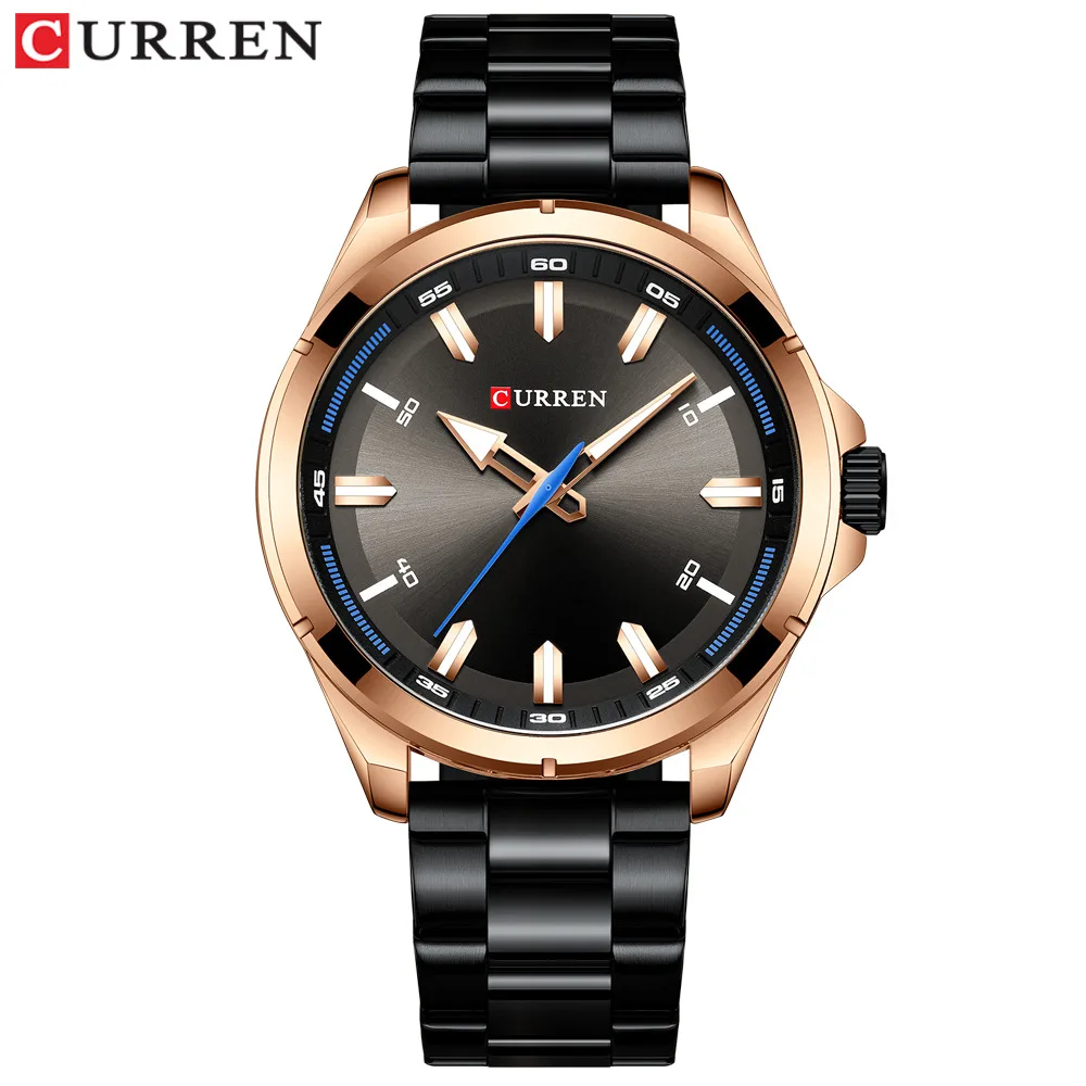 black watch Роскошный бренд CURREN серые часы Мужские кварцевые Бизнес наручные часы модные часы Классический стальной ремешок часы Reloj Hombres - Цвет: black watch