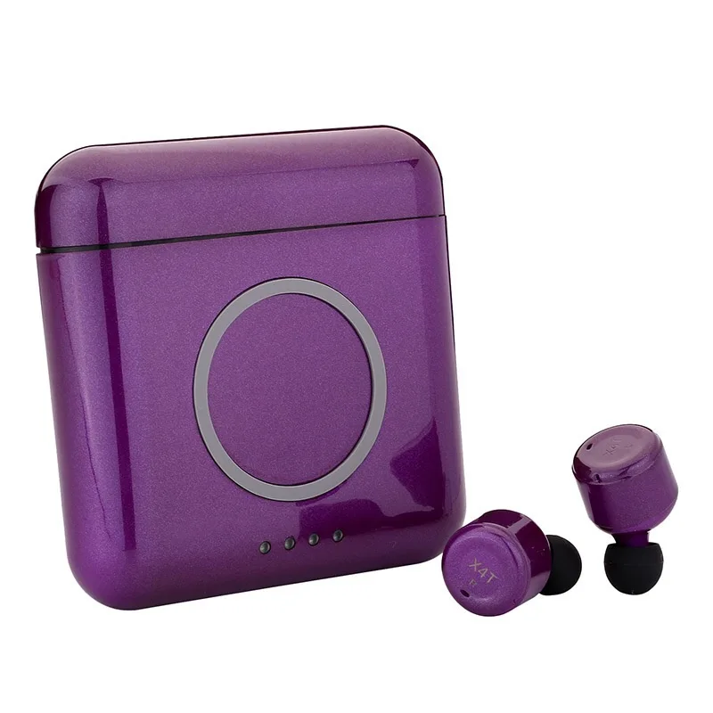 PURPLE X4T TWS с сенсорным управлением, спортивные HIFI наушники, гарнитура, беспроводные Bluetooth 4,2, стерео наушники, charege, 5200 мАч, микрофон для Iphone, Android - Цвет: PURPLE
