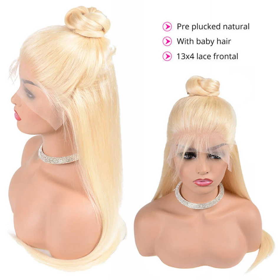MIHAIR 13*4 Straight Hair Wig 613 Blond Lace Frontal Human Hair Wigs Remy Brazilian Wig With Baby Hair Pre Plucked Lace Wig