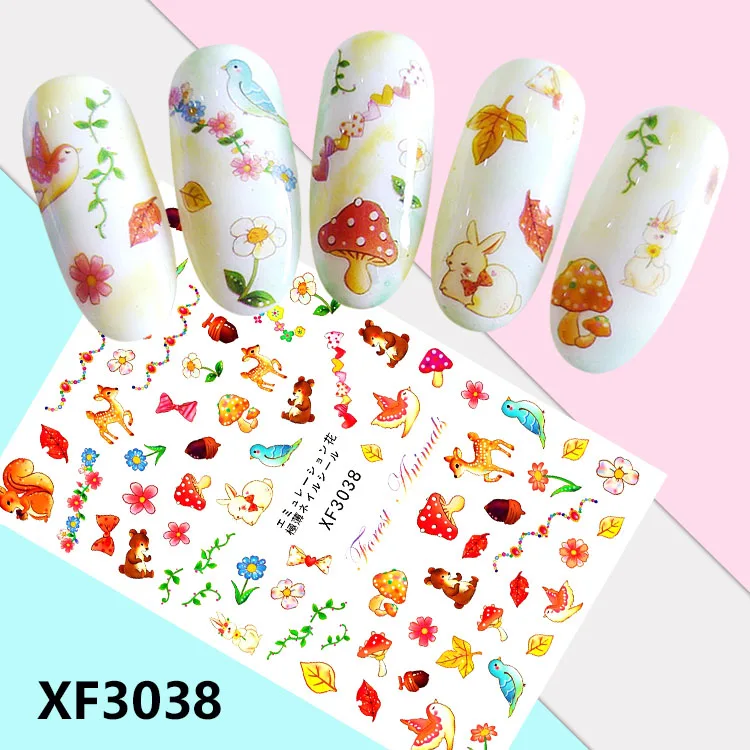 BXF3038 Мультфильм Тип! Лак для ногтей задний клей деколь декорации Дизайн Наклейка для ногтей Советы красоты - Цвет: BXF3038