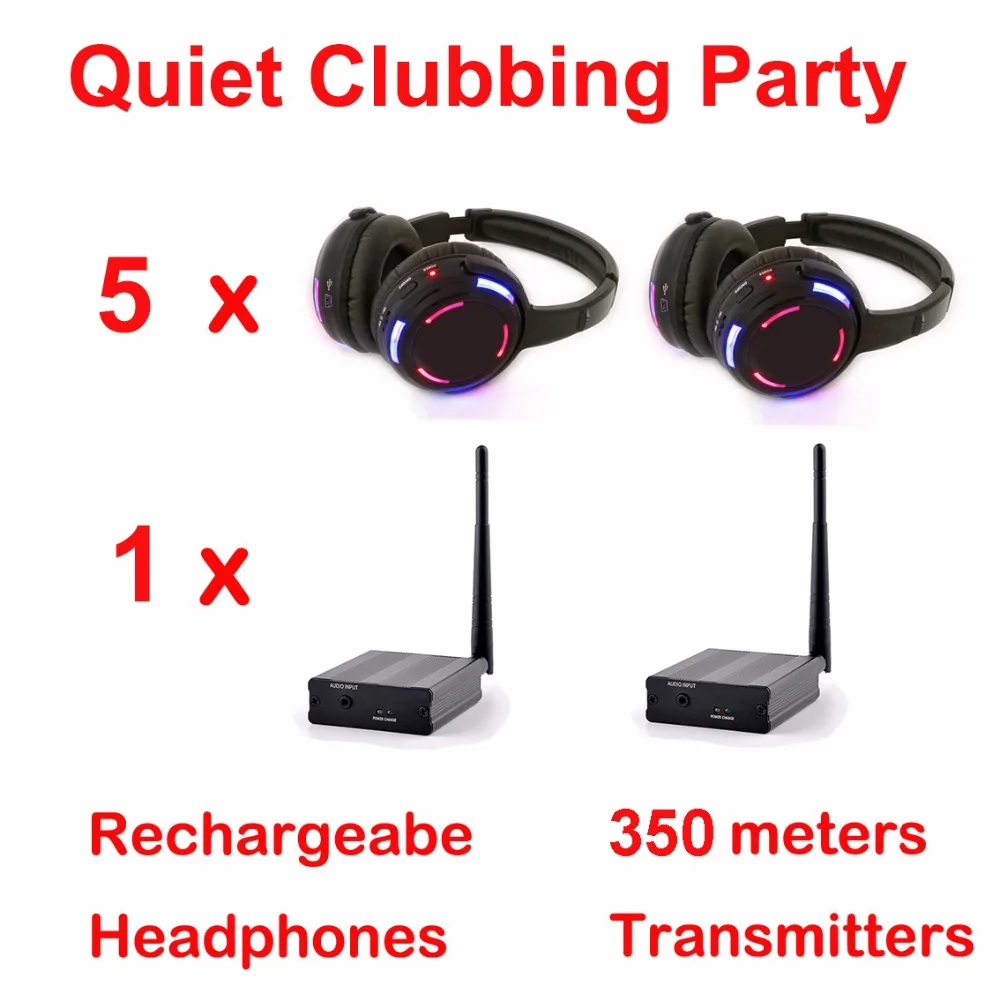 UHF RF бесшумные наушники для дискотеки-Беспроводная DJ гарнитура посылка 5 наушников+ 1 передатчик