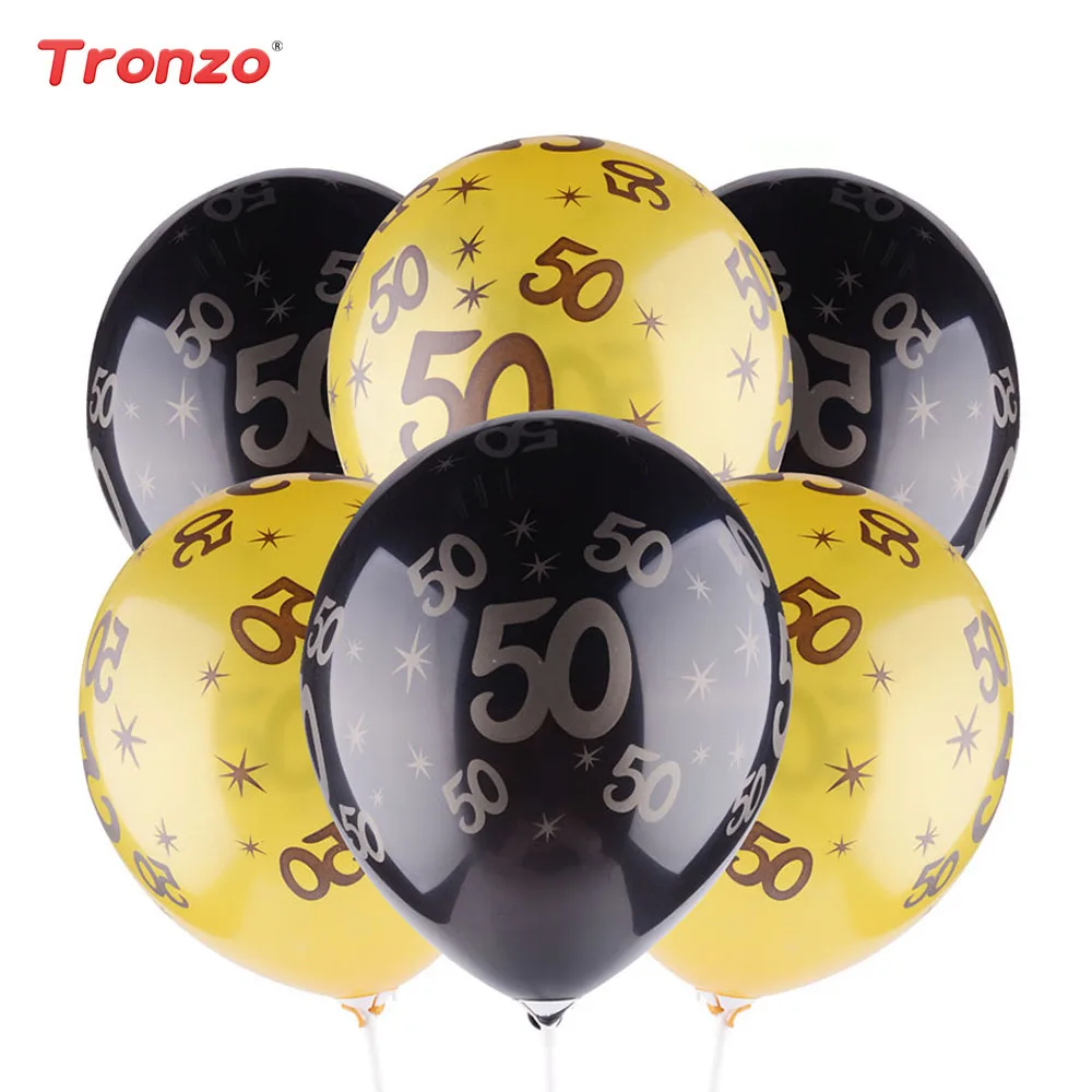 Шары на день рождения Tronzo 30th 40th 50th золотые черные украшения 12 дюймовые латексные