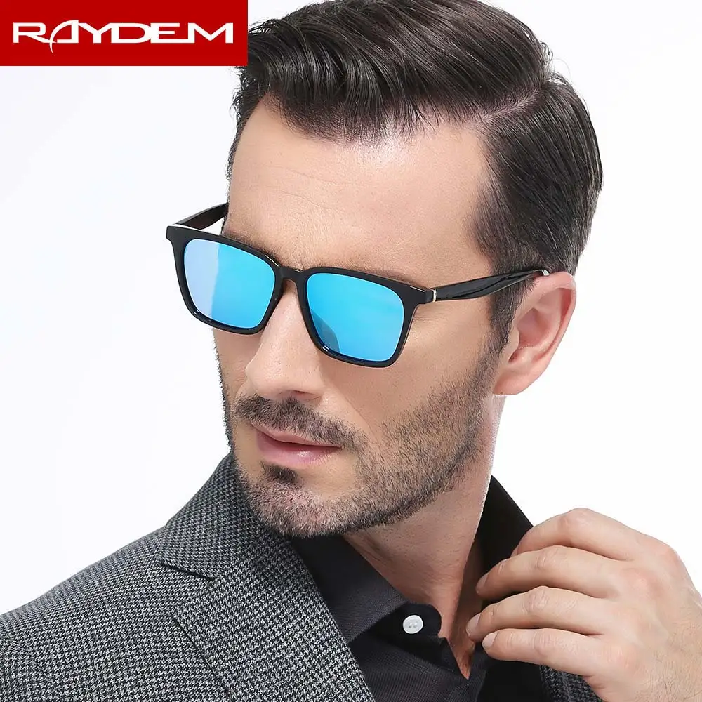 Бренд RAYDEM, Ретро стиль, солнцезащитные очки, мужские, UV400, классические, мужские, квадратные очки, для вождения, для путешествий, унисекс, Gafas Oculos - Цвет линз: ice blue