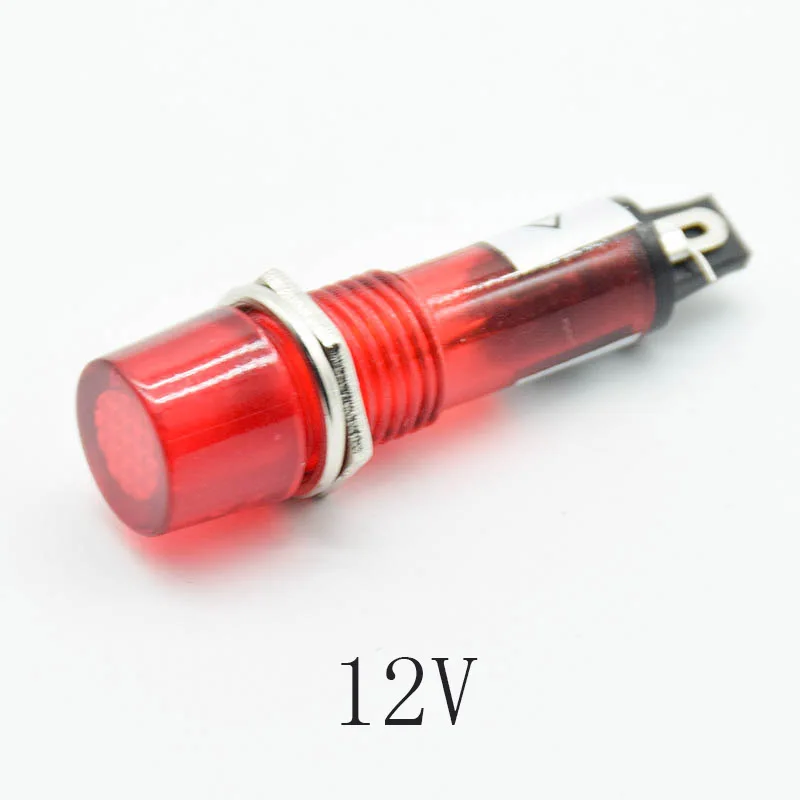 12V 5 шт. сигнальная лампа панель монтажный неоновый Индикатор красный зеленый оранжевый свет 220 в 12 В 24 В DC монтажное отверстие 10 мм - Цвет: 12V