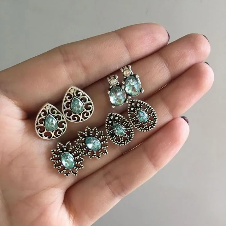 4 пары винтажный со стразами серьги-гвоздики набор модные ювелирные изделия