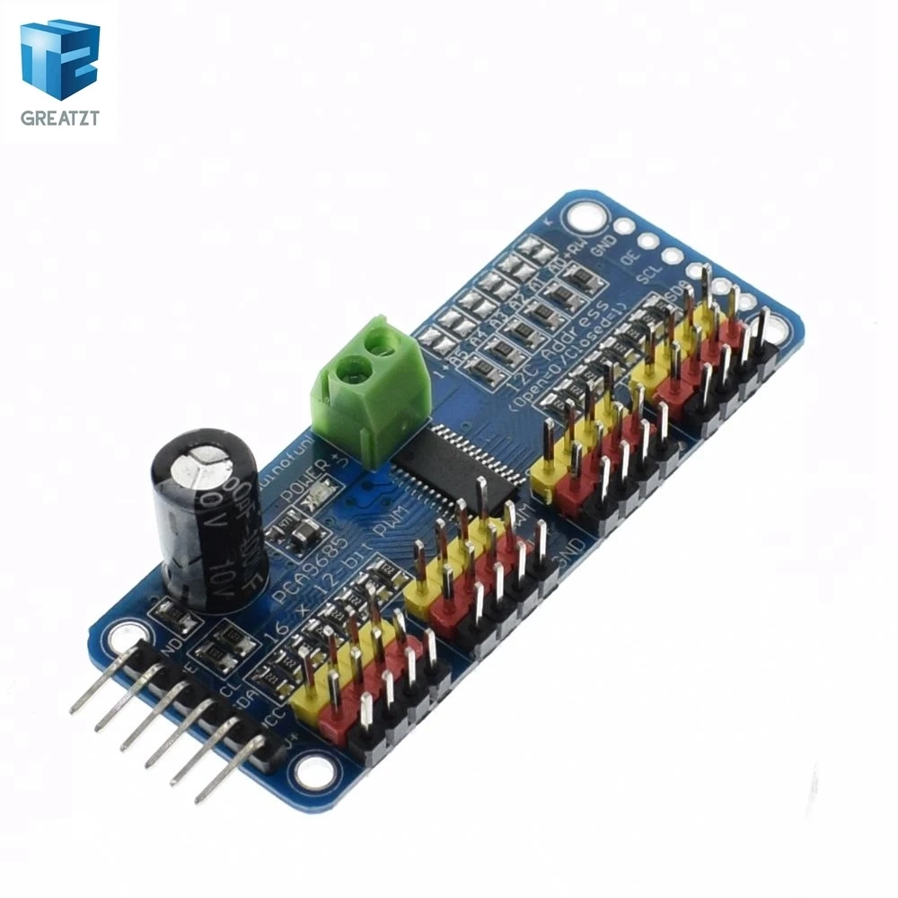 1 шт. 16-канальный 12-битная ШИМ/сервопривод-I2C интерфейс-PCA9685 для Arduino Raspberry Pi DIY Servo Щит Модуль