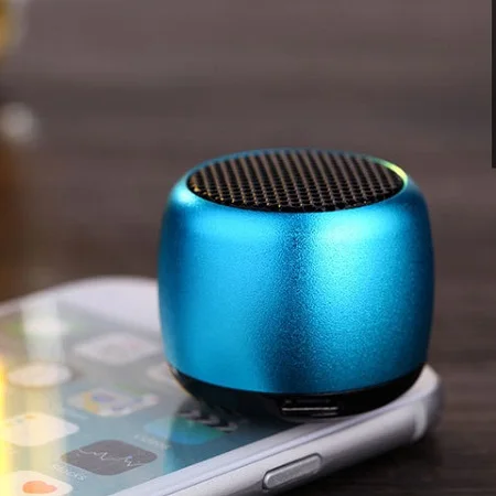 Мини металлический Bluetooth динамик портативный стерео сабвуфер звук MP3 беспроводные музыкальные колонки с микрофоном Hands Free для телефона ПК Xiaomi - Цвет: blue