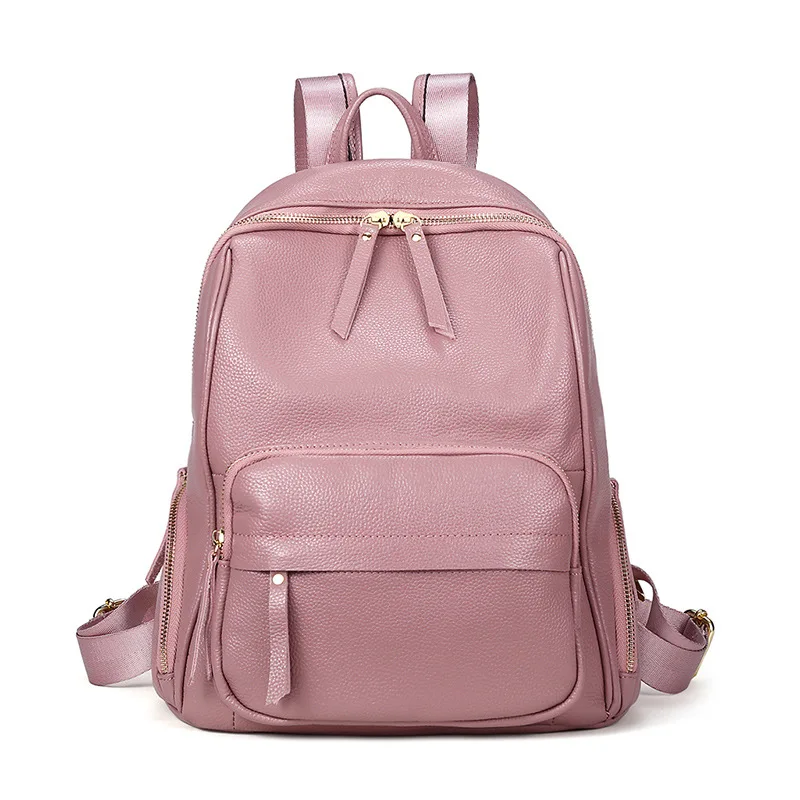 

Real Natural Leather Women Backpacks New Fashion Luxury Brand 100% Genuine Leather Female Ladies Girl Student Casual Backpack