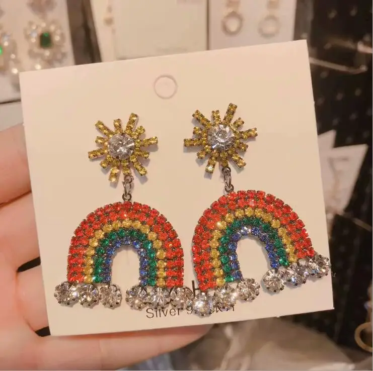 Новые серьги Радуга женские модные со стразами | Украшения и аксессуары