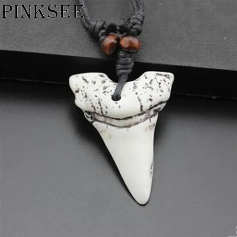 PINKSEE 1 шт. новое поступление белая искусственная кость зуб акулы ожерелье с