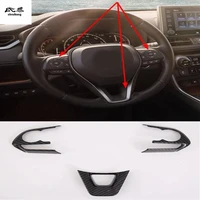 3pcslot car sticker abs carbon finber grain steering wheel decoration cover for 2019 toyota rav4 car accessories