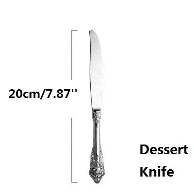 20cm Dessert Knife Роскошный Золотой столовый набор, 1 шт., винтажные западные Позолоченные столовые приборы, нож из нержавеющей стали, вилка, серебряные столовые приборы, кухонные столовые приборы - Цвет: 20cm Dessert Knife