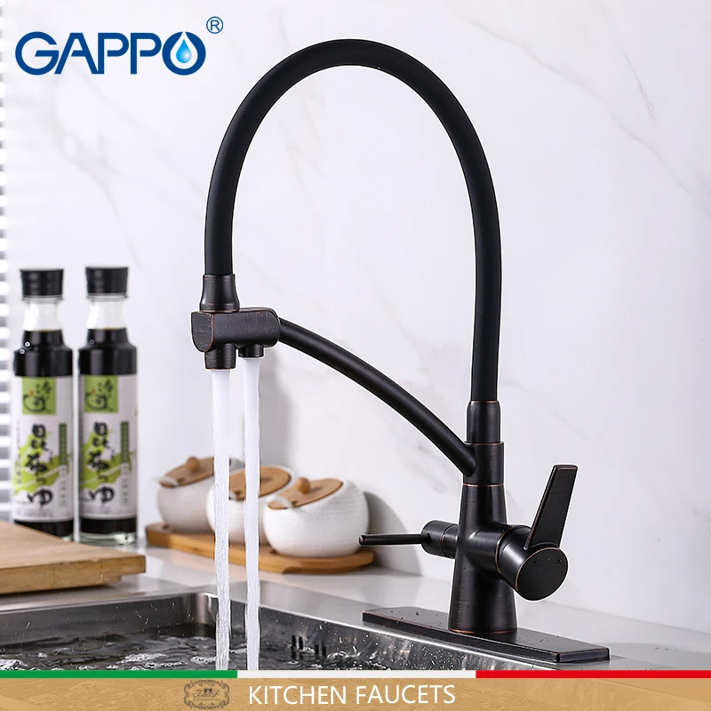 GAPPO смеситель для кухни, смеситель для воды, кран для раковины, фильтр, смесители, смесители, смеситель на бортике, очиститель, черные Смесители Для Раковины