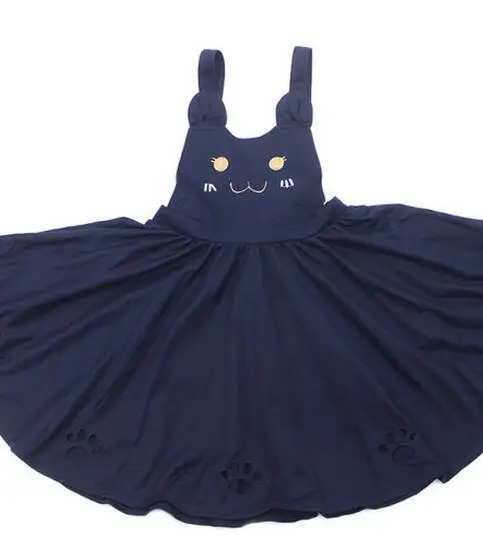 Navy Blue Летняя женская юбка в стиле Лолиты с вышивкой кота; юбка принцессы на бретелях; милые юбки в японском стиле; юбки Mori для девочек; юбка на подтяжках; Vestido - Цвет: Navy Blue