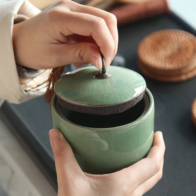 Герметичные celadon фарфоровые контейнеры для чая коробка для хранения галстука guan yin/da hong pao/jin jun mei чайная коробка