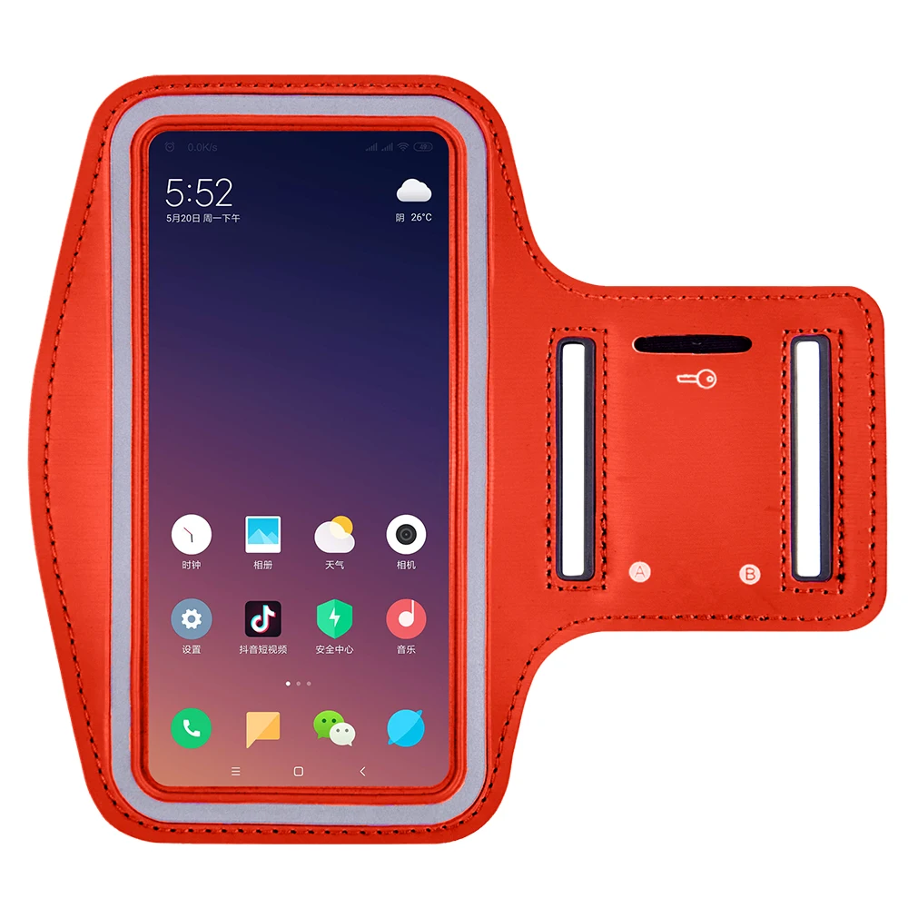 Спортивная сумка на руку браслет унисекс для Redmi k20pro note 8 7 Pro mi9se 8 7 6 Сумка для бега сумка на руку для мобильного телефона универсальный чехол для улицы - Цвет: Красный