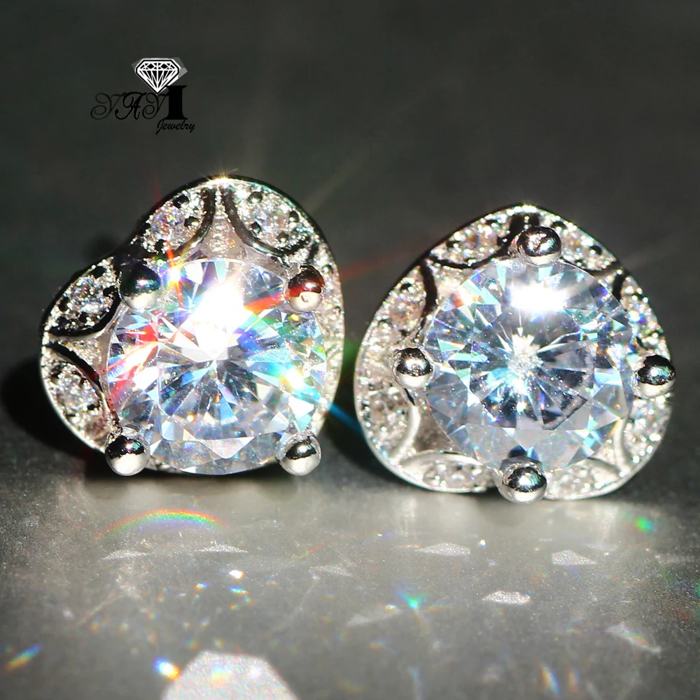 Ювелирные изделия yayi модные серьги принцессы с 5 7ct белым цирконием серебристого
