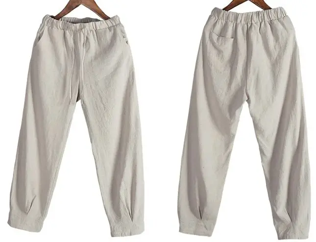 Брюки мужские из льна и хлопка штаны для медитации боевые искусства шаолин монах