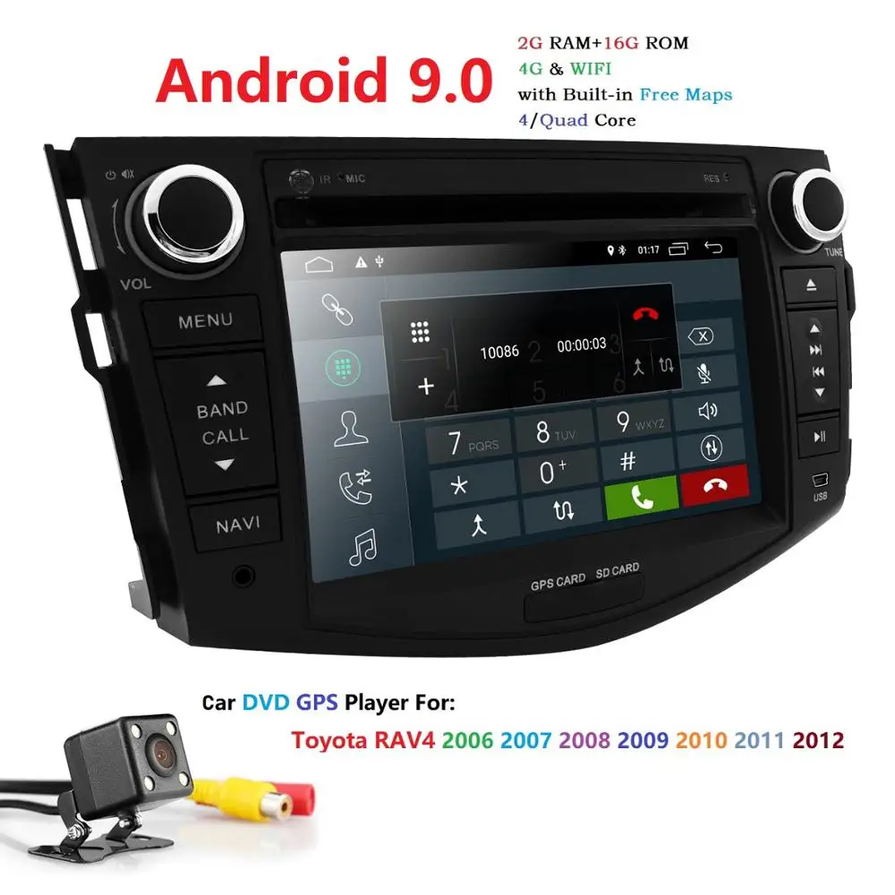 Для Toyota Rav4 2006-2012 автомобильный dvd-плеер gps стерео радио Android 9,0 2 Гб ram HD ips сенсорный SWC DVR RDS TPMS DAB+ BT 4G wifi