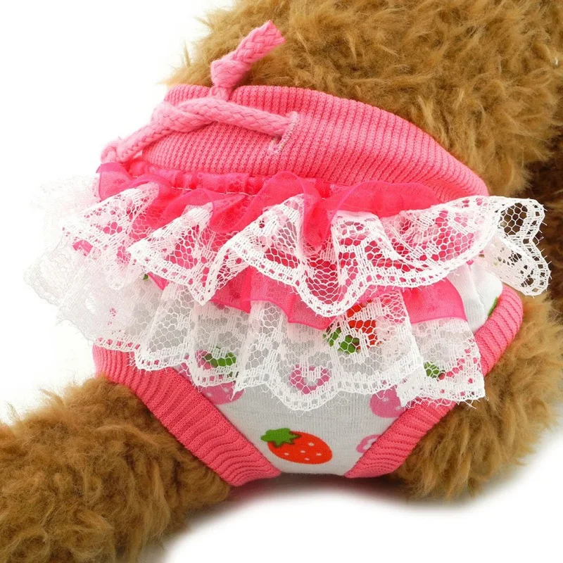 Pet Кружева сторона принцесса клубника желтая утка шаблон физиологические брюки