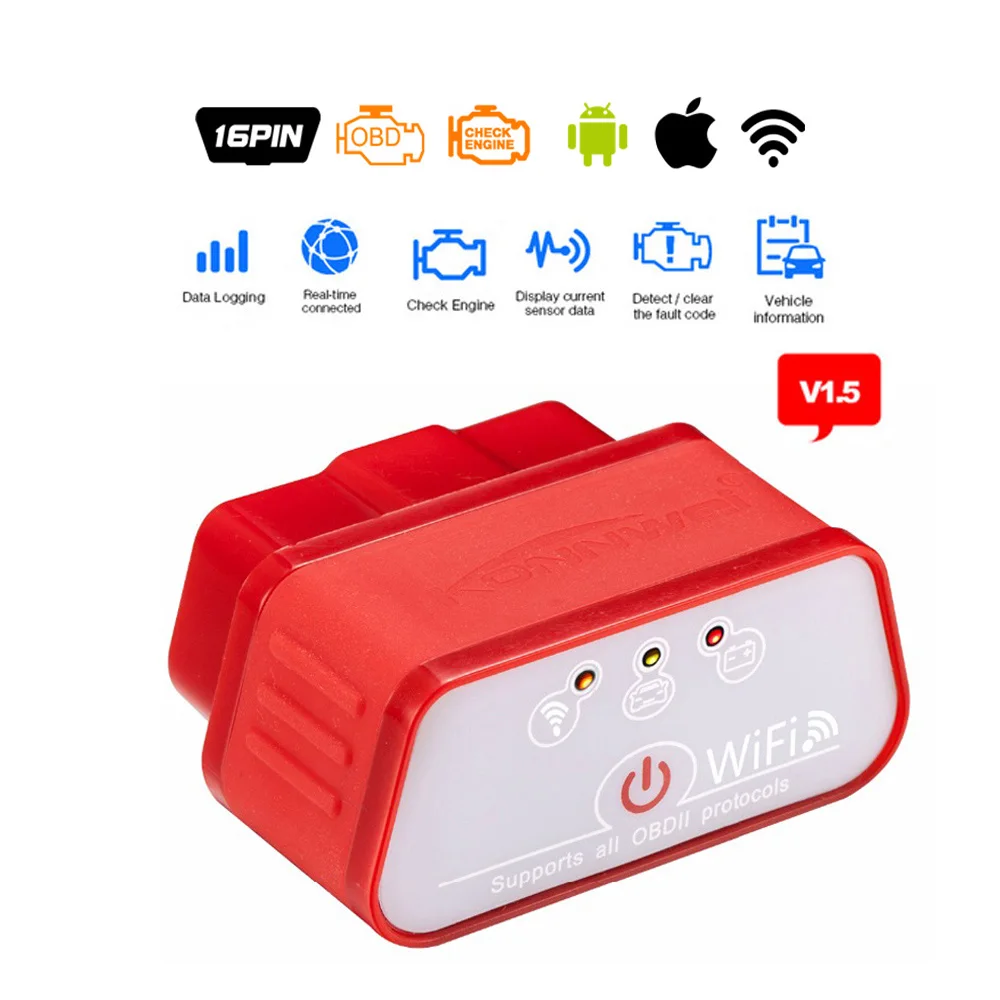 EML327 OBD2 Wifi V1.5 ICAR2 автоматический диагностический сканер obd2 диагностический инструмент Konnwei KW903 elm327 Bluetooth obdii диагностический инструмент - Цвет: WIFI ALL Red