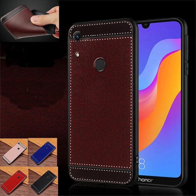 Чехол для Honor 8A с текстурой личи мягкий чехол из ТПУ чехлы Huawei искусственной