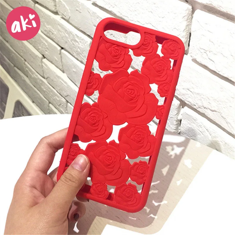 Аки 3D полые розы чехол для телефона iphone 8 7 Plus Роскошный мягкий силиконовый 6 6s X |