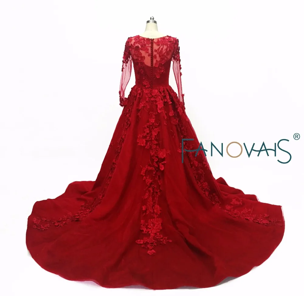 Burgundy Prom Dresses 2019 Long Sleeves Evening Gowns Luxury Evening Dresses Vestido de festa robe de soiree prom party gowns