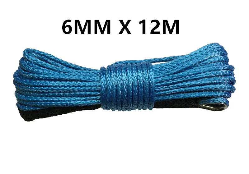 6 мм x 12 м синтетический трос лебедки кабель UHMWPE плазменная веревка с оболочкой автомобильные аксессуары